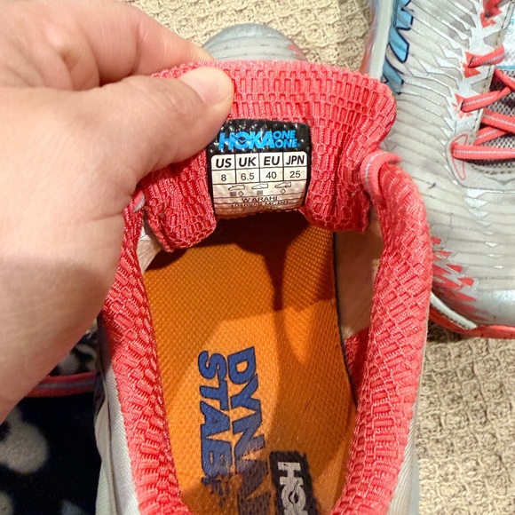 Hoka One One Silver and Coral Athletic Shoes - Picture 6 of 6